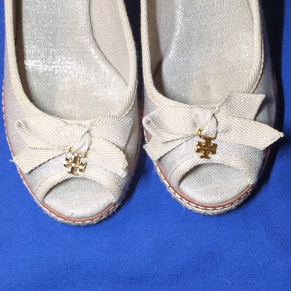 Tory Burch Jackie Espadrille Wedge Bow Peep-Toe Flats NOW ONLY $95 - Picture 6 of 9